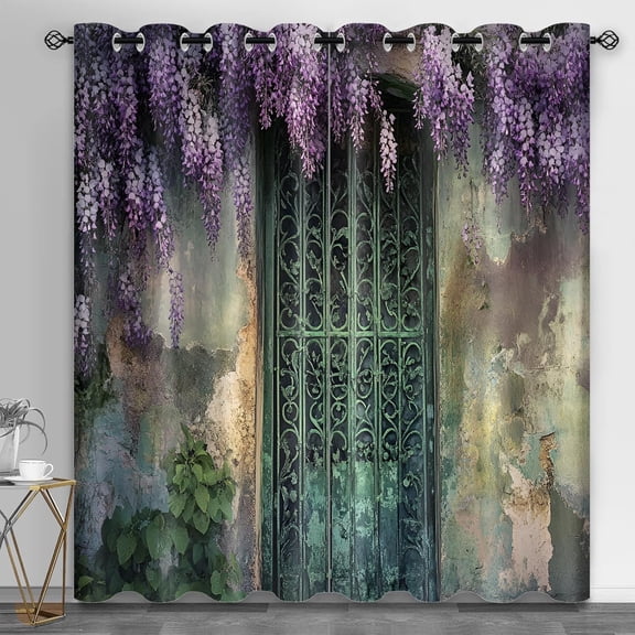 Italy Landscape Curtains Home Decor, Mediterranean Florals Blackout Curtains for Bedroom Living Room, Historical Town Window Treatments, Thermal Grommet Rural Drapes-42"W x 45"L (Pack of 2)