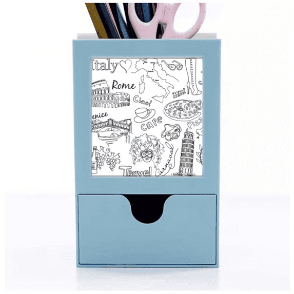 Italy Landscape Famous Travel Sketch Desk Supplies Organizer Pen Holder Card