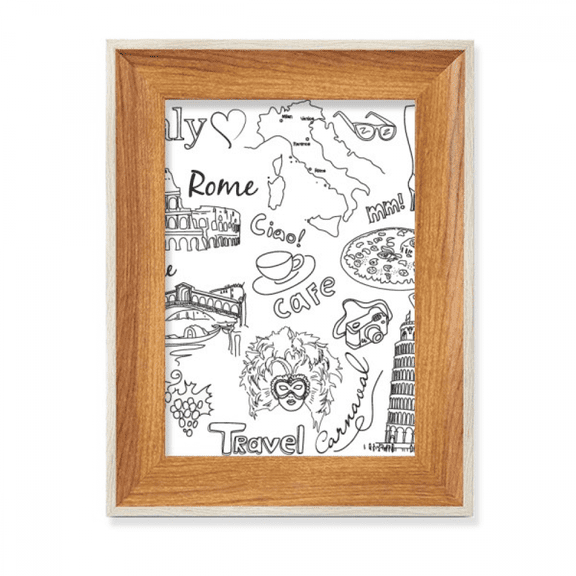 Italy Landscape Famous Travel Sketch Desktop Wooden Photo Frame Display Picture Art Painting Multiple Sets