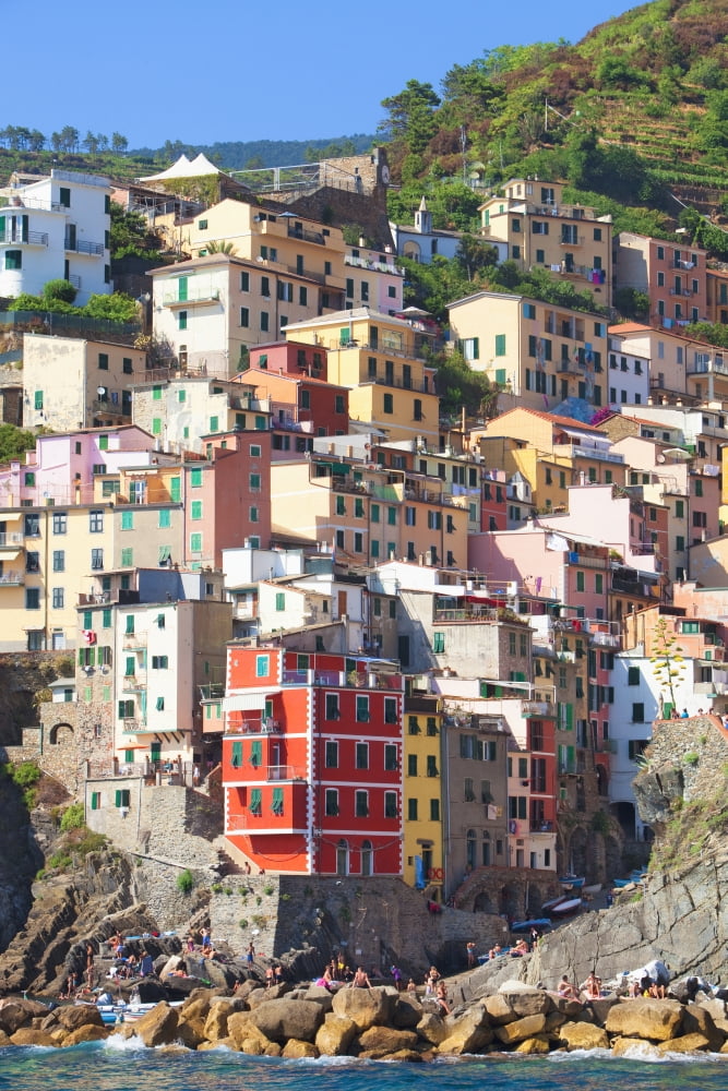 Italy Liguria Cinque Terre Riomaggiore Canvas Art - Panoramic Images (36 x 12)