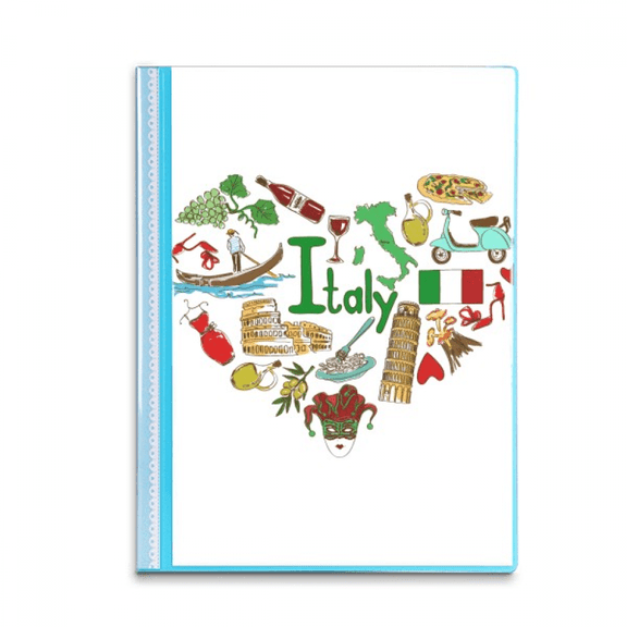 Italy Love Heart Landscap National Flag Book Sheet Protectors Portfolio Binder Folder