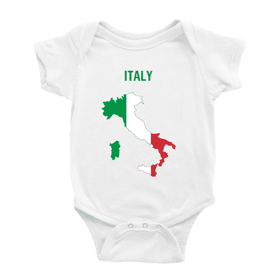 Italy Map Flag Cute Baby Bodysuit Jumpsuits (White, 12-18 Months)