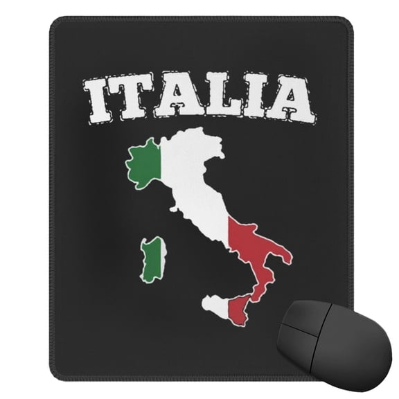 Italy Map Flag Square Mousepad Non Slip Rubber Base Mouse Mat For Office Laptop 11.8"X9.8" Inch