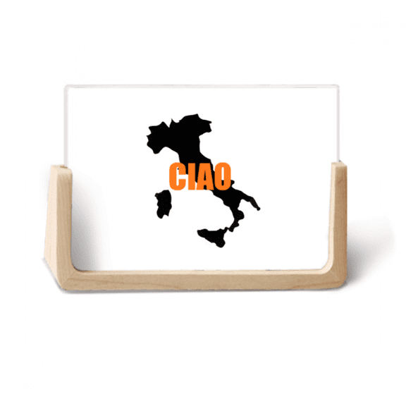Italy Map Outline Hello Honorifics Photo Wooden Photo Frame Tabletop Display