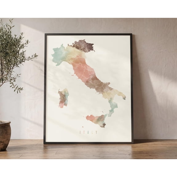 Italy Map Travel Wall Poster