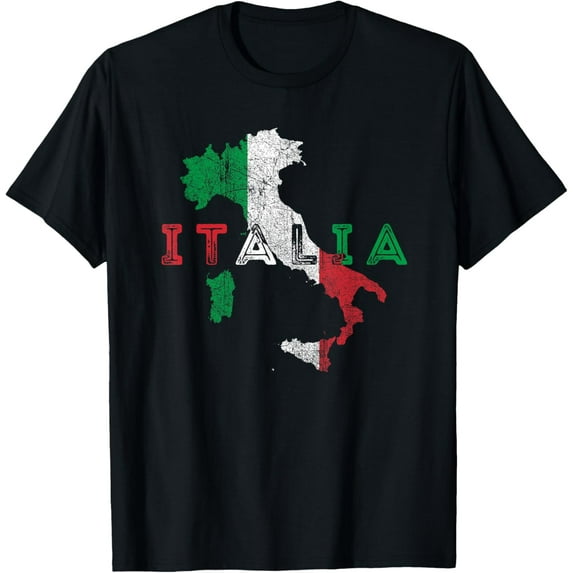Italy Map and Flag Souvenir - Distressed Italia T-Shirt