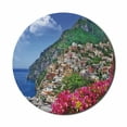 thumbnail image 1 of Italy Mouse Pad for Computers, Scenic View of Positano Amalfi Naples Blooming Flowers Coastal Village Image, Round Non-Slip Thick Rubber Modern Mousepad, 8" Round, Pink Green Blue, by Ambesonne, 1 of 2