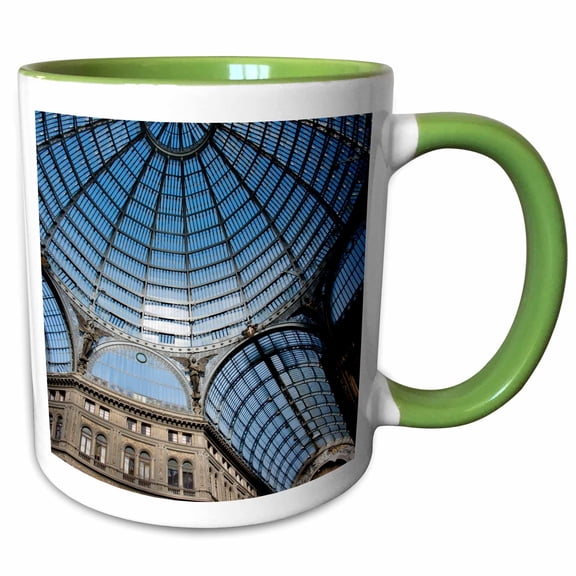3drose, Italy, Naples. Galleria Umberto 1, Glass-vaulted Ceiling., 11oz Two-tone Green Mug