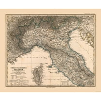 Historic Map - Italy Northern - Stieler 1885 - 27.69 x 23 - Vintage Wall Art