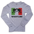 thumbnail image 1 of Italy Olympic - Wrestling - Flag - Silhouette Men's Long Sleeve Grey T-Shirt, 1 of 2