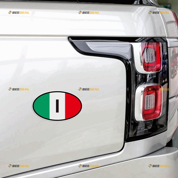 Italy Oval Country Code I Italian Flag Car Magnet Magnetic Sticker Decal - 2 Pack Reflective 4" - for Truck Door Fridge Reusable Waterproof