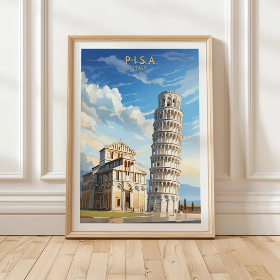 Italy Pisa Featuring Leaning Tower And Cathedral Under Vibrant Sky Office Poster , Poster Print Only