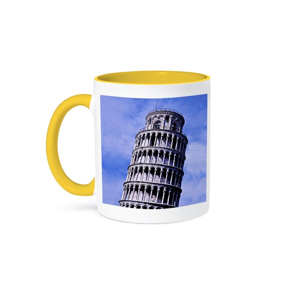 Italy Pisa Leaning Tower, 15oz Two-Tone Yellow Mug