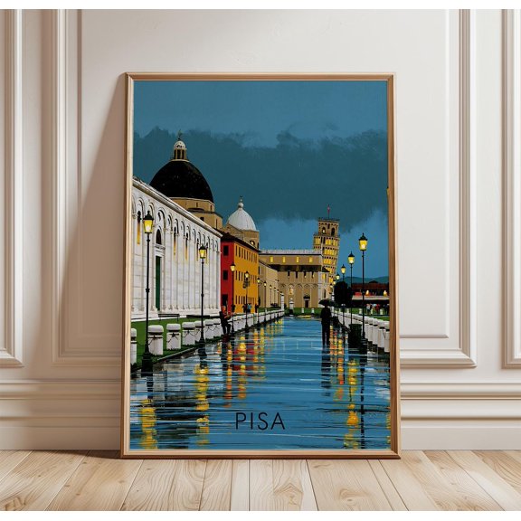 Italy Pisa Rainy Travel Tower Poster , Poster Print Only