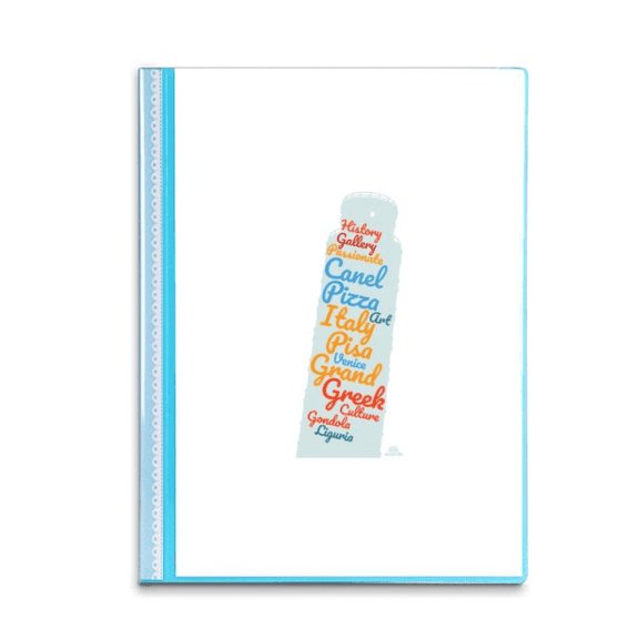 Italy Pisa Tower Landmark Wordcloud Book Sheet Protectors Portfolio Binder Folder