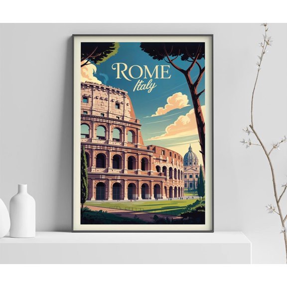 Italy: Rome Poster Print Countries Of The World Travel Poster Print Vintage Wall Print 360