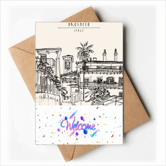 Italy Rome Sketch City Landscape Welcome Back Greeting Cards Envelopes Blank