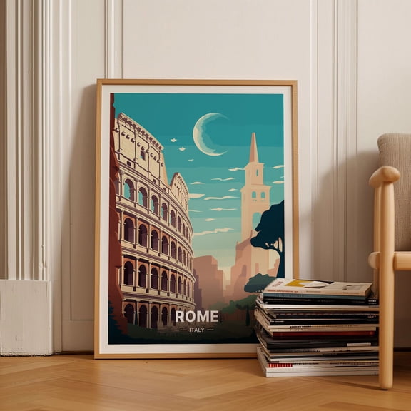Italy Rome Travel Colosseum Landmark Wall Art, Unframed Paper Poster 8x10in