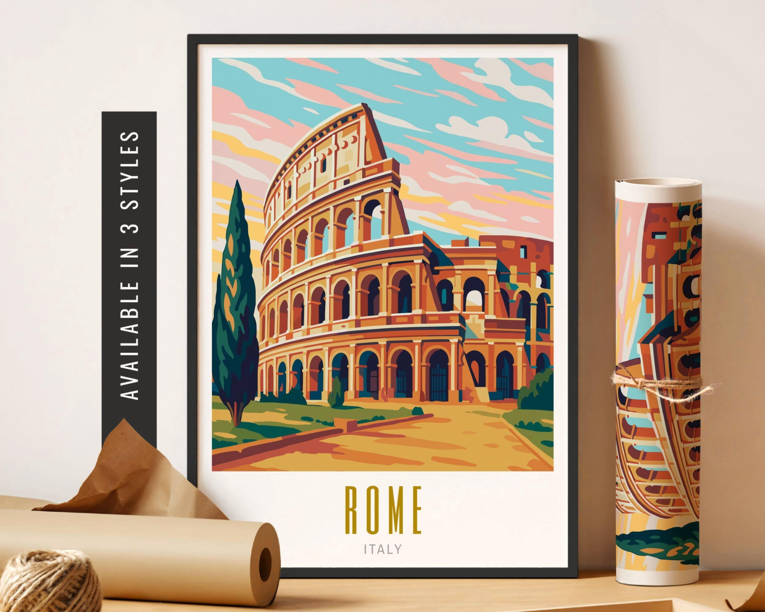 Italy Rome Travel Destination City Colosseum Ancient Rome Unprint ...