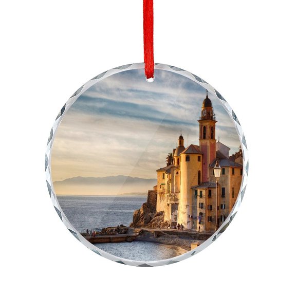 Italy Sea Crystal Glass Christmas Ornament Travel World Landscape Poster City Landscape Christmas Ornaments 2025 Xmas Decor Indoor Home Holiday Party Gifts