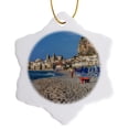 thumbnail image 1 of 3drose, Italy, Sicily, Cefalu, Cefalu Beach, 3 inch Snowflake Porcelain Ornament, 1 of 7