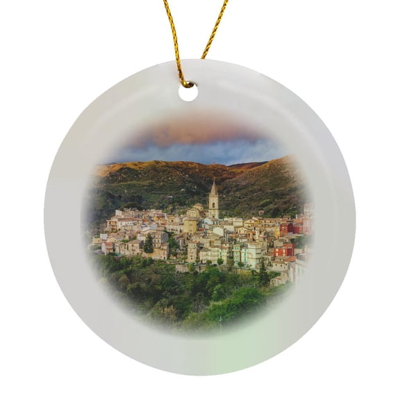 3drose, Italy, Sicily, Messina Province. Novara Di Sicilia at Sunset., Circle Porcelain Ornament