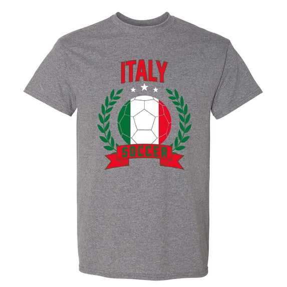 Italy Soccer Laurel - Sports Athletics T Shirt - 3X-Large - Sport Grey