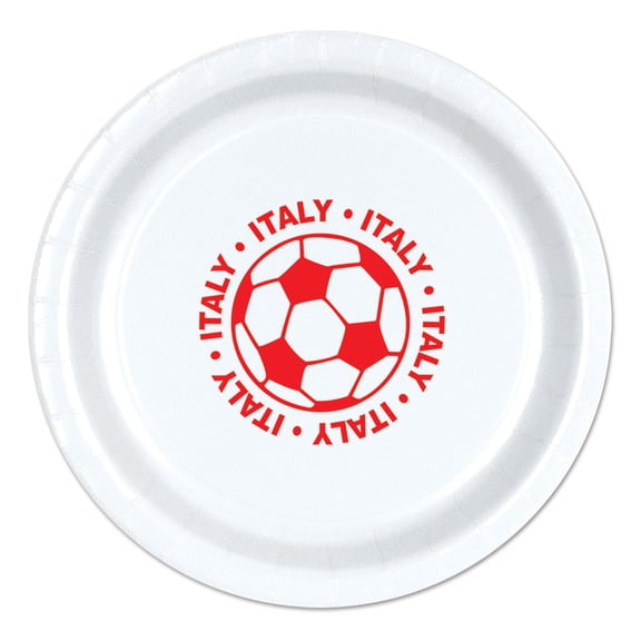 Italy Soccer Paper Plates, 9", Pack of 24