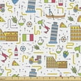 thumbnail image 1 of Italy Sofa Upholstery Fabric by the Yard, Italian Symbols Historical Places Famous Foods Tricolor Flag Art Print, Decorative Fabric for DIY & Home Accents, 5 Yards, White Multicolor by Ambesonne, 1 of 4