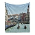 thumbnail image 1 of Italy Soft Flannel Fleece Throw Blanket, Famous Landscape of Venice Gondolas and Architecture Europe Tourism Canal Photo, Cozy Plush for Indoor and Outdoor Use, 50" x 70", Multicolor, by Ambesonne, 1 of 5