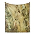 thumbnail image 1 of Italy Soft Flannel Fleece Throw Blanket, Florence Art Collage Michelangelo David Renaissance, Cozy Plush for Indoor and Outdoor Use, 70" x 90", Pale Orange Mint Green, by Ambesonne, 1 of 5