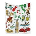 thumbnail image 1 of Italy Soft Flannel Fleece Throw Blanket, Fun Colorful Sketch Artwork Italy Countries Alphabet Landmarks Food Culture, Cozy Plush for Indoor and Outdoor Use, 70" x 90", Multicolor, by Ambesonne, 1 of 6
