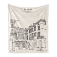 thumbnail image 1 of Italy Soft Flannel Fleece Throw Blanket, Vintage Verona Italy City of Romeo and Juliette Old Historic Buildings Image, Cozy Plush for Indoor and Outdoor Use, 50" x 70", Ivory and Black, by Ambesonne, 1 of 5