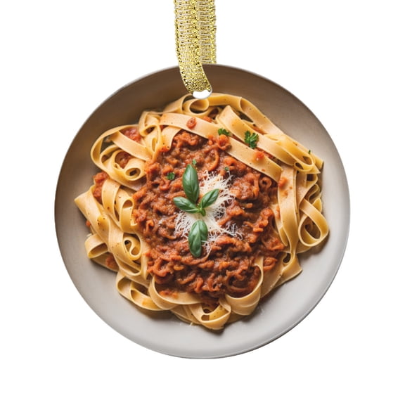 Italy Tagliatelle al ragu Italian Pasta Noodles Food Lovers Foodie Novelty Holiday Christmas Ornament Xmas Tree Gift (Flat Design Printed on Ceramic, NOT 3D)