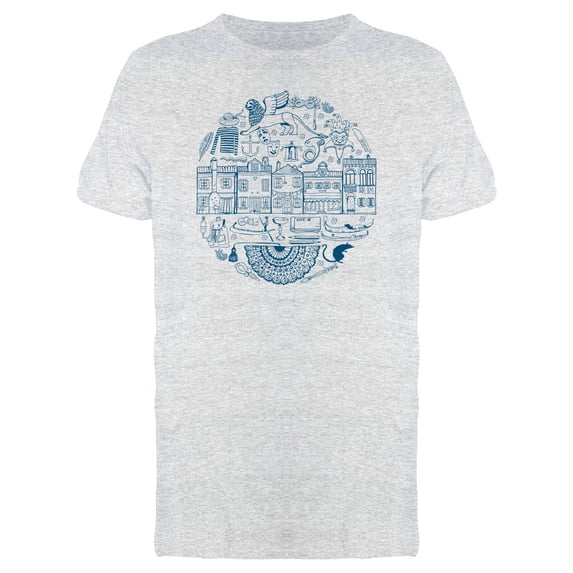 Italy Tourism Round Frame T-Shirt Men -Image by Shutterstock, Male XX-Large