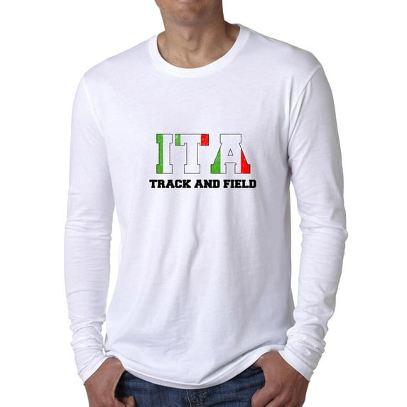 Italy Track and Field - Olympic Games - Rio - Flag Men's Long Sleeve Grey T-Shirt