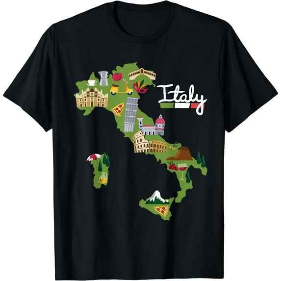 Italy Travel Map Flag Italia Pride Souvenir Vacation T-Shirt
