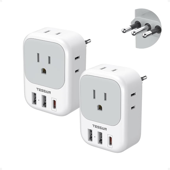 Italy Travel Plug Adapter, Type L Plug 2 Pack