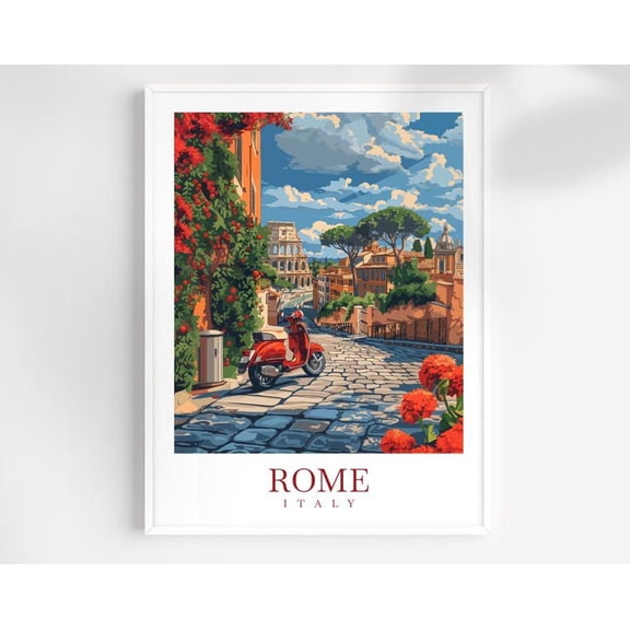 Italy Travel Rome Print Wall Art UNFRAMED PAPER POSTER, Home Decor