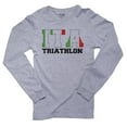 thumbnail image 1 of Italy Triathlon - Olympic Games - Rio - Flag Men's Long Sleeve Grey T-Shirt, 1 of 2