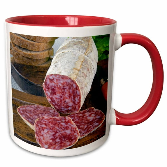3drose, Italy, Tuscany, Cuisines, Tuscan Salame - Eu16 Nto0102 - Nico Tondini, 11oz Two-tone Red Mug