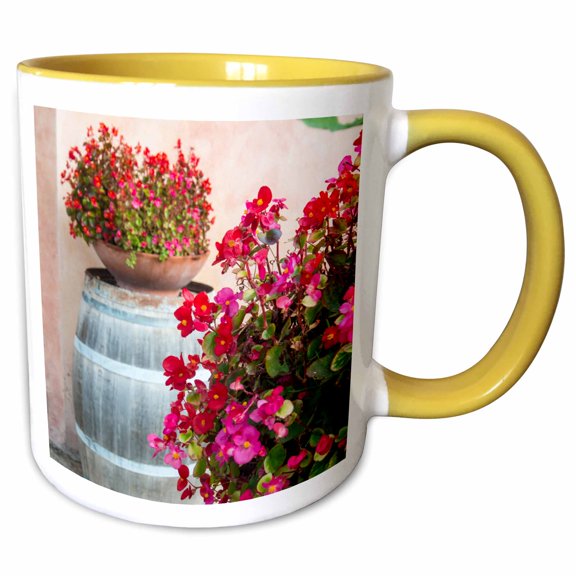 3drose, Italy, Tuscany, Old Villa in Tuscan Back Road, 11oz Two-tone Yellow Mug