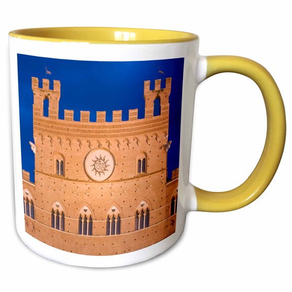 3drose, Italy, Tuscany, Siena, Palazzo Pubblico - Eu16 Rti0030 - Rob Tilley, 11oz Two-tone Yellow Mug