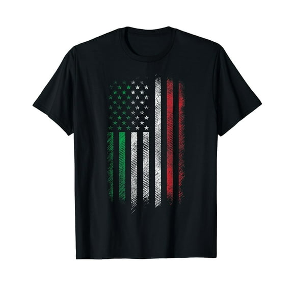 Italy USA Flag 4th Of July Patriotic American Italian Flag T-Shirt Men Women Casual Vintage T-Shirt