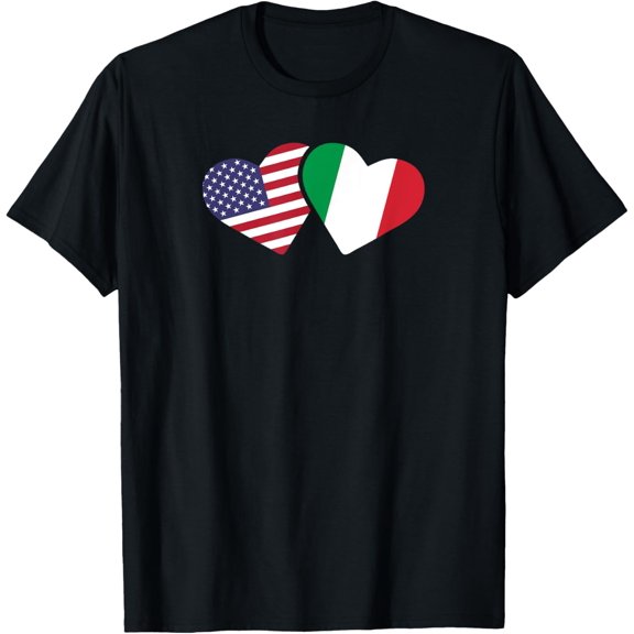 Italy USA Flag T Shirt Heart Italian American Love T-Shirt