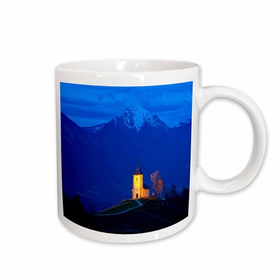 3drose, Italy, Val Badia. St. Barbara Church Illuminated at Sunset, 11oz Mug