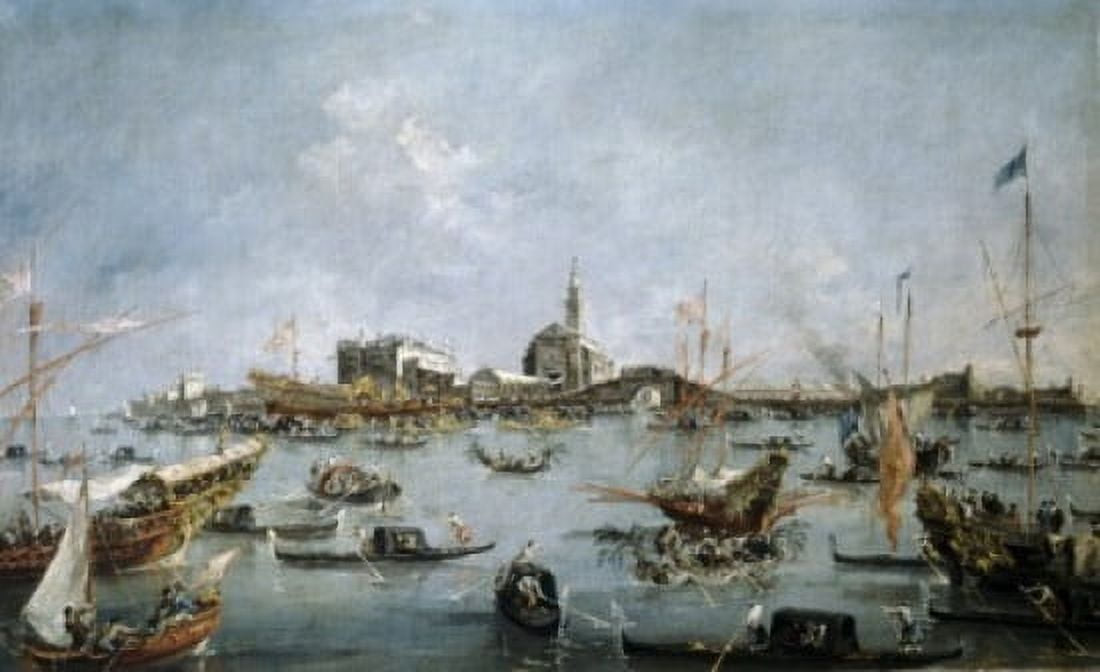 Italy Venice Doge on the Bucentaure at San Nicolo di Lido by Francesco Guardi (1712-1793) France Paris Musee du Louvre Canvas Art - Francesco Guardi (18 x 24)