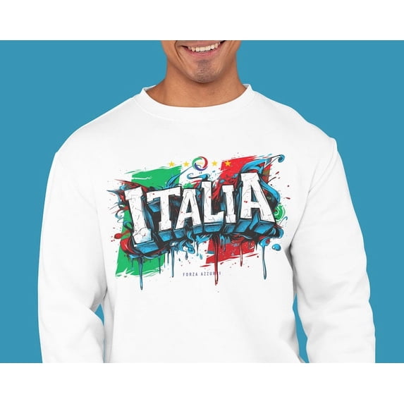 Italy sweatshirt in football graffiti style | soccer gift for Italian | Italia euro 2024 | Forza Azzurri | Italy trip | Squadra Azzurra