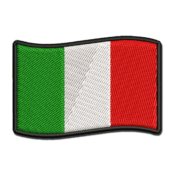 Italy with Waving Flag Cute Applique Multi-Color Embroidered Hook & Loop Patch - 3.5 Inch Large