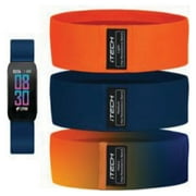 Itech Active Navy Unisex Adult Fitness Tracker Smartwatch Bundle w/ 3 Resistance Bands